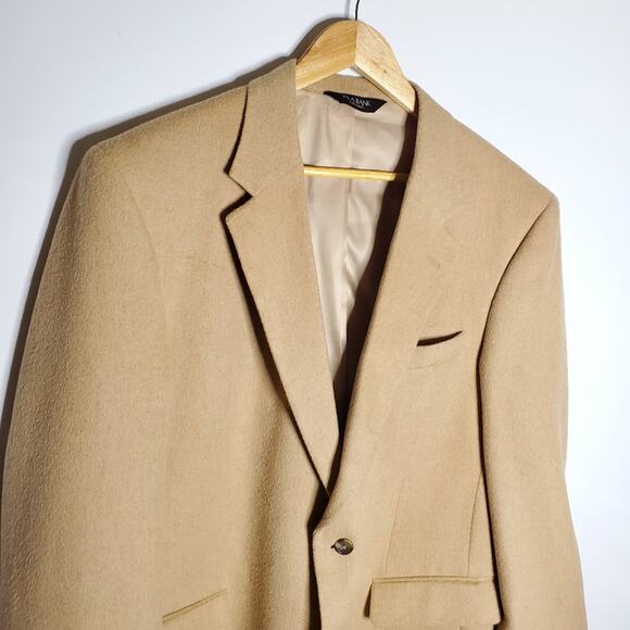 Jos A Bank Tan 100% Camel Hair 2 button blazer Size 44 long ***Flawed - Picture 2 of 11